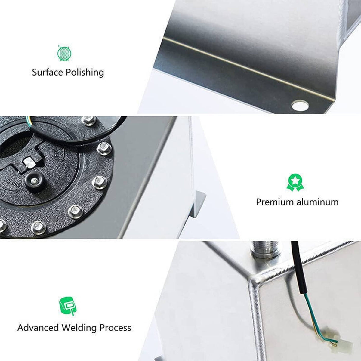 Solidspare 2.5 Gallon Aluminum Racing Drift Fuel Cell Gas Tank & Level Sender Universal