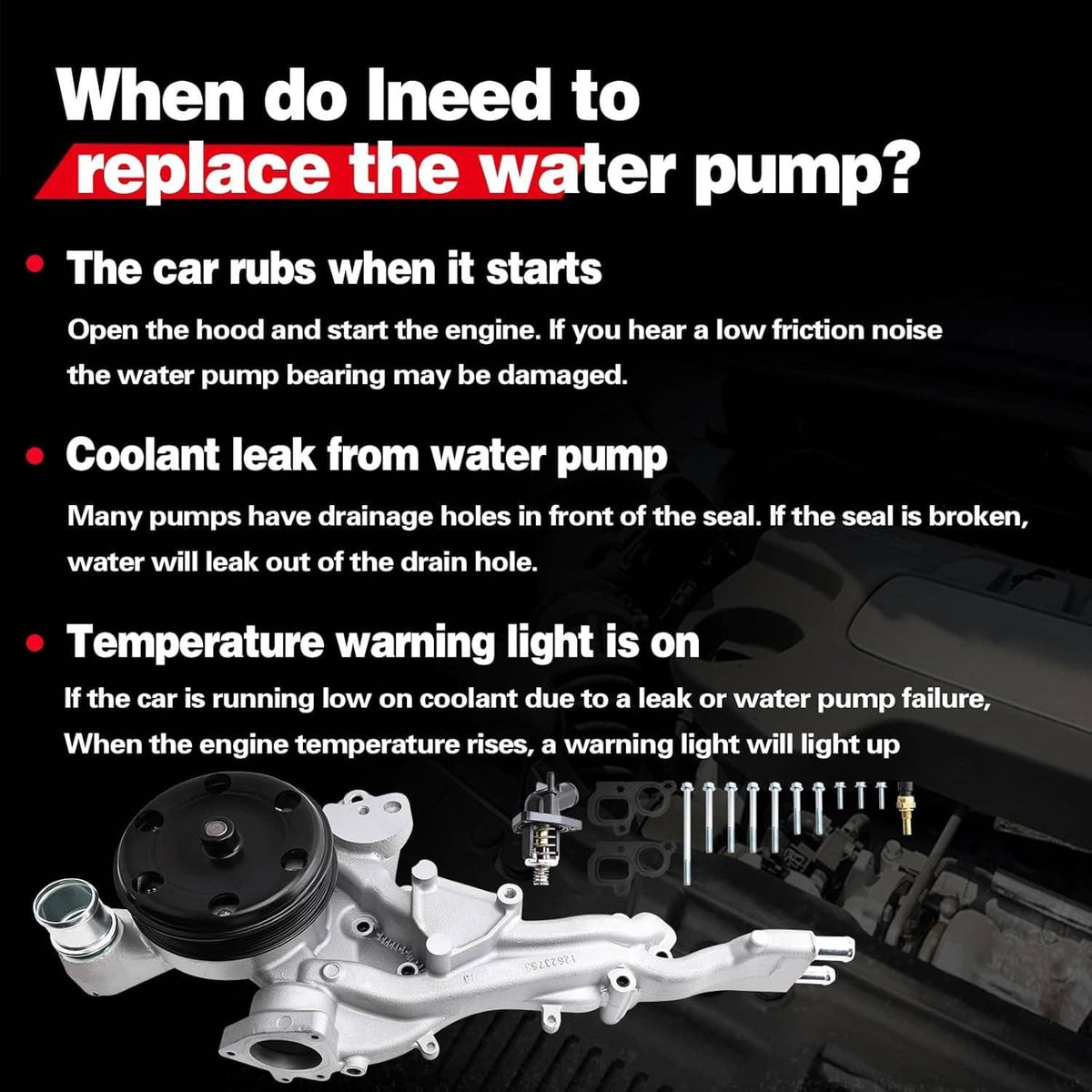 Solidspare Water Pump w/Thermostat for 2014-20 Chevy Silverado 1500 GMC Sierra Cadillac CTS