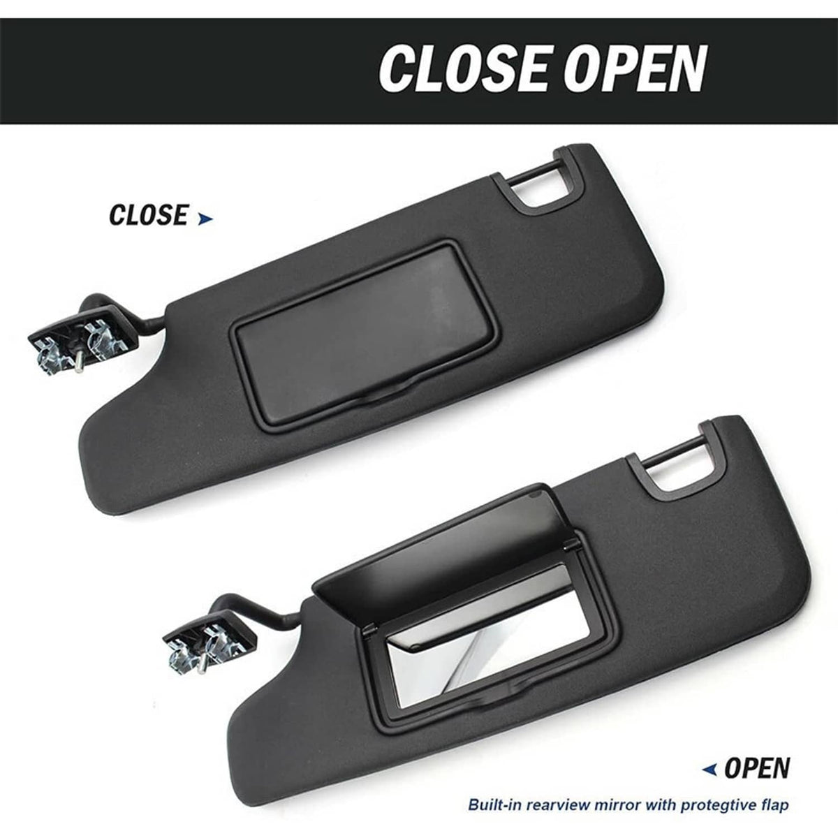Solidspare New Black Sun Visor 6CJ07DX9AA Left Driver Side For 2007-2018 Jeep Wrangler JK