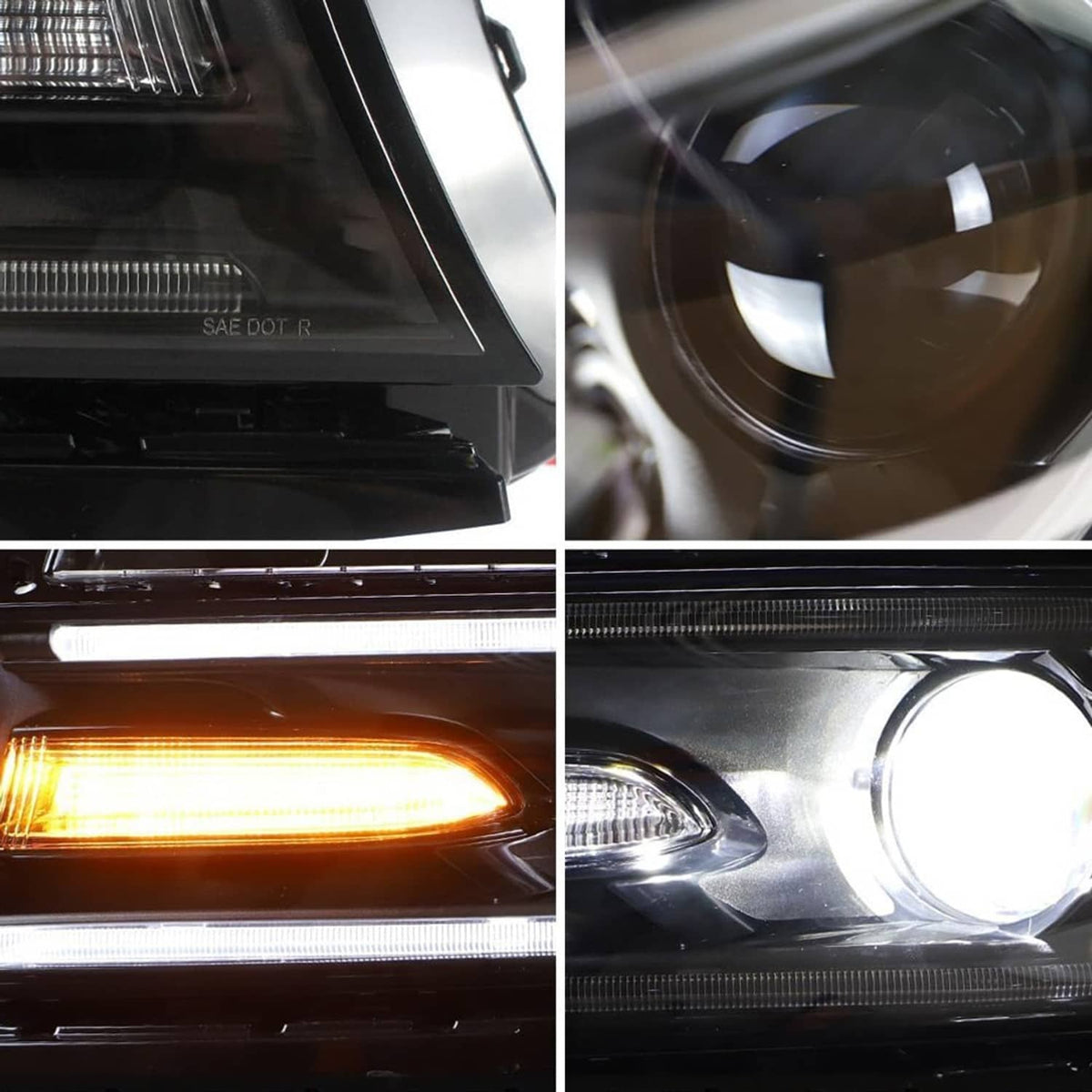 Solidspare Pair For 2015-2021 Dodge Charger LED Projector Headlights RGB Color Change Lamps