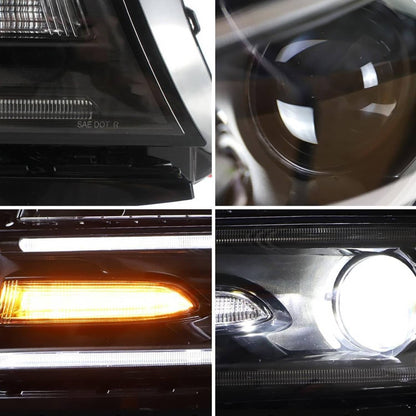 Solidspare Pair For 2015-2021 Dodge Charger LED Projector Headlights RGB Color Change Lamps