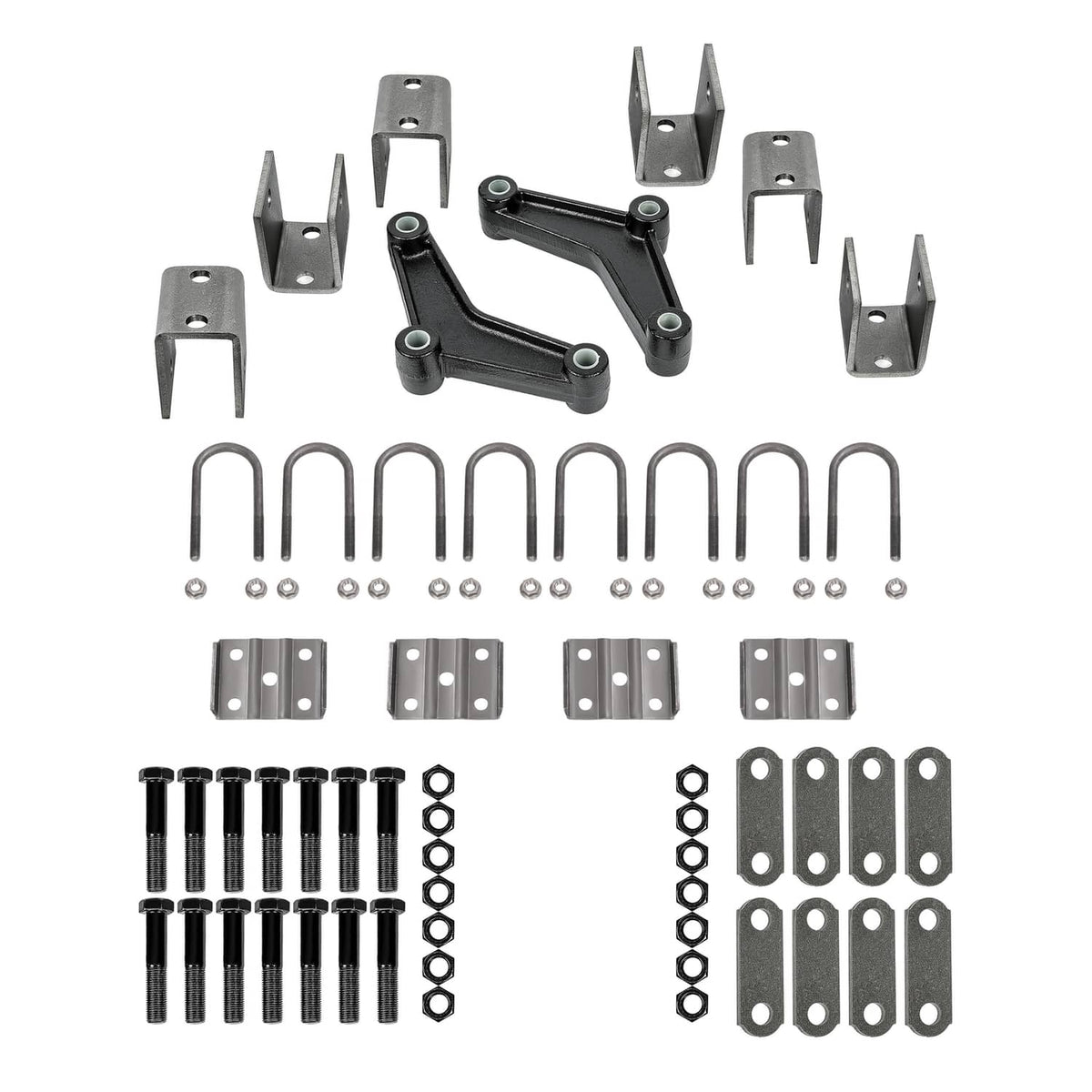 Solidspare Tandem Trailer Axle Suspension Kit U-bolt Hanger Kit 4 Leaf Springs Equalizer