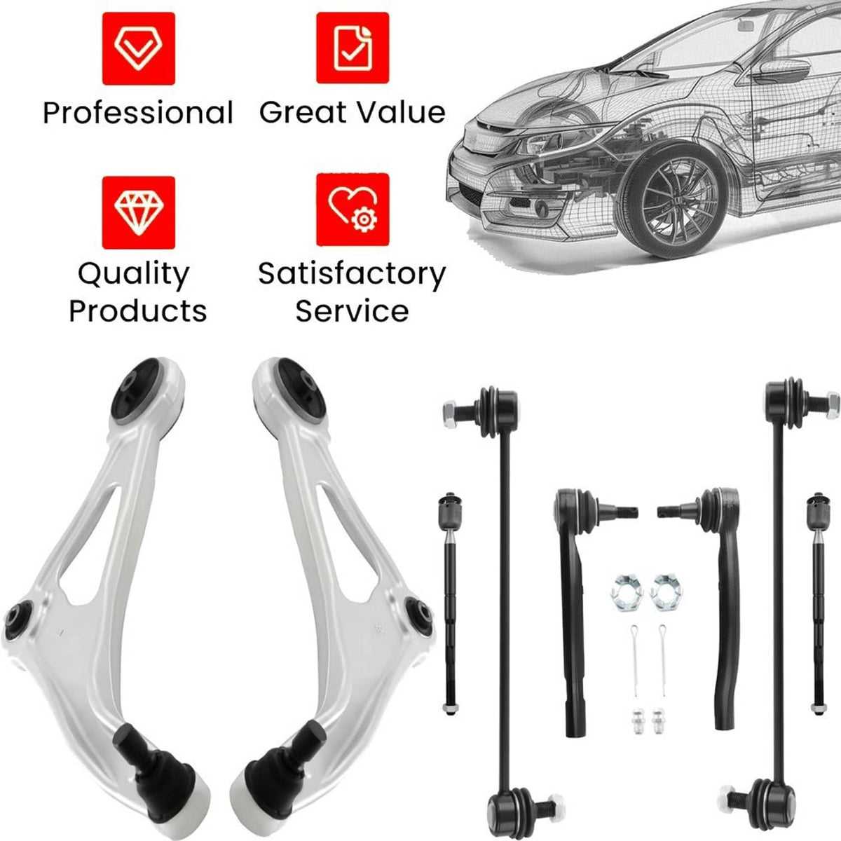Solidspare Front Lower Control Arm Ball Joint Sway Bars For 2015-2019 Nissan Altima Maxima