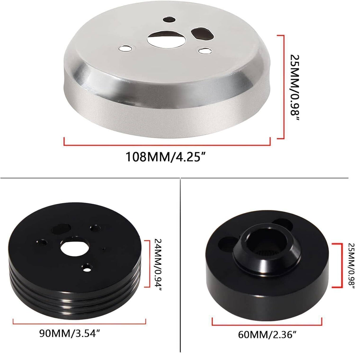 Solidspare 5 & 6 Hole Steering Wheel Polished Hub Adapter For Chevy Flaming River Ididit GM