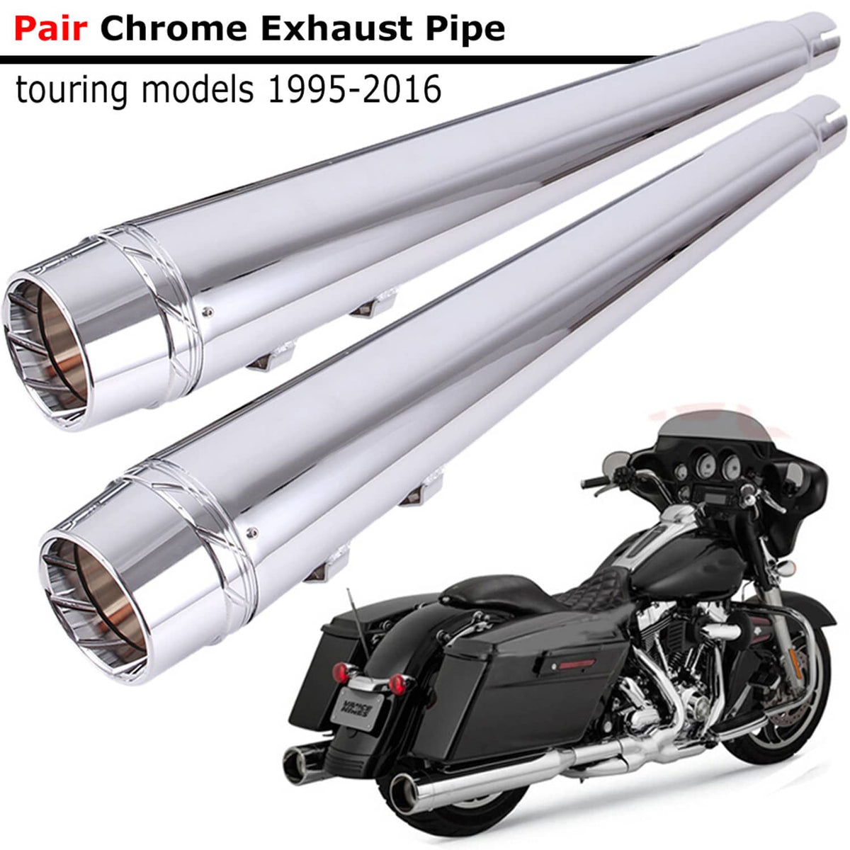 Solidspare DNA 4" Megaphone Slips-On Mufflers Exhaust Pipes For 95-16 Harley Touring Chrome