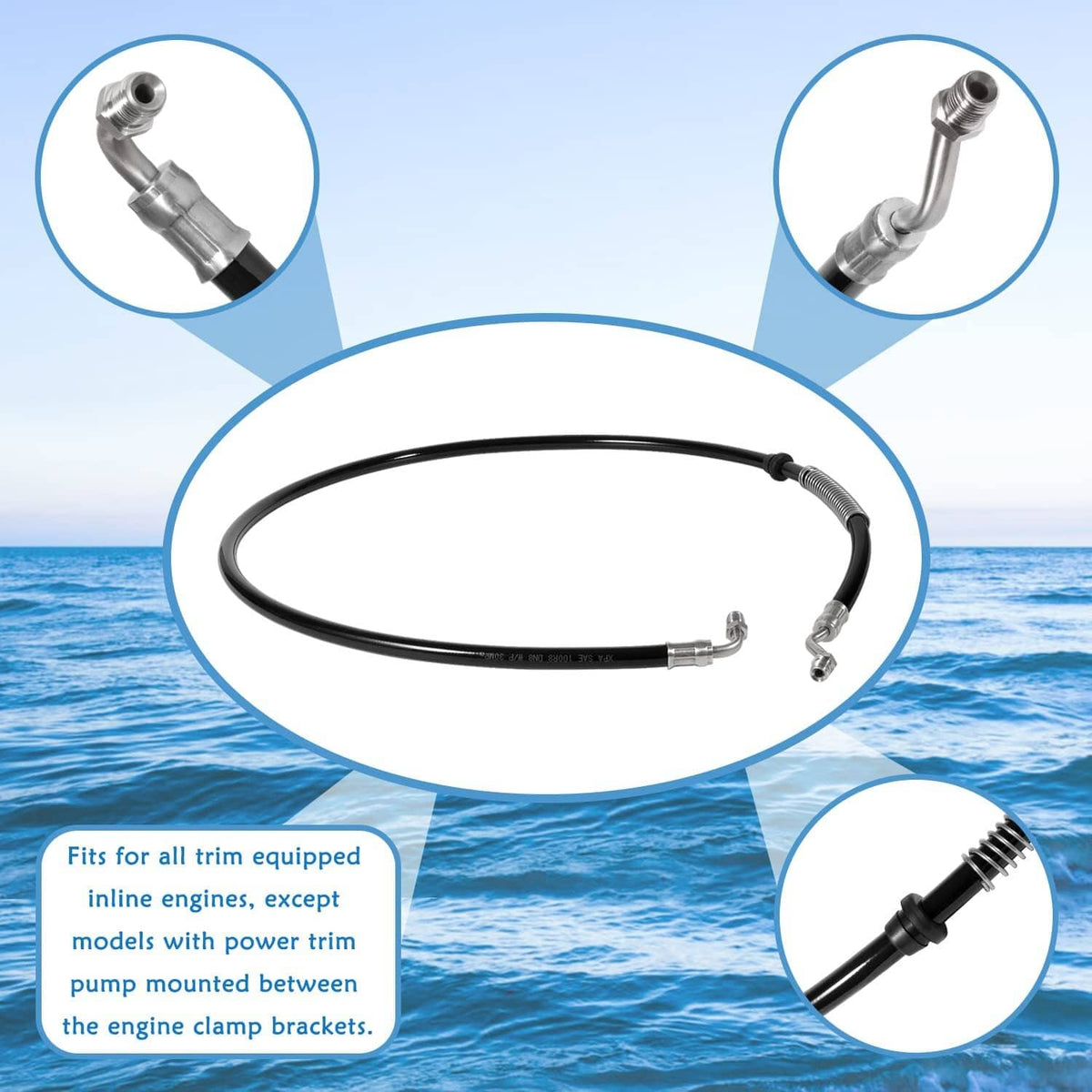 Solid Spare 18-2111 Power Trim Hose for Mercury Mariner Outboards Motor 32-88006 / 32-45959