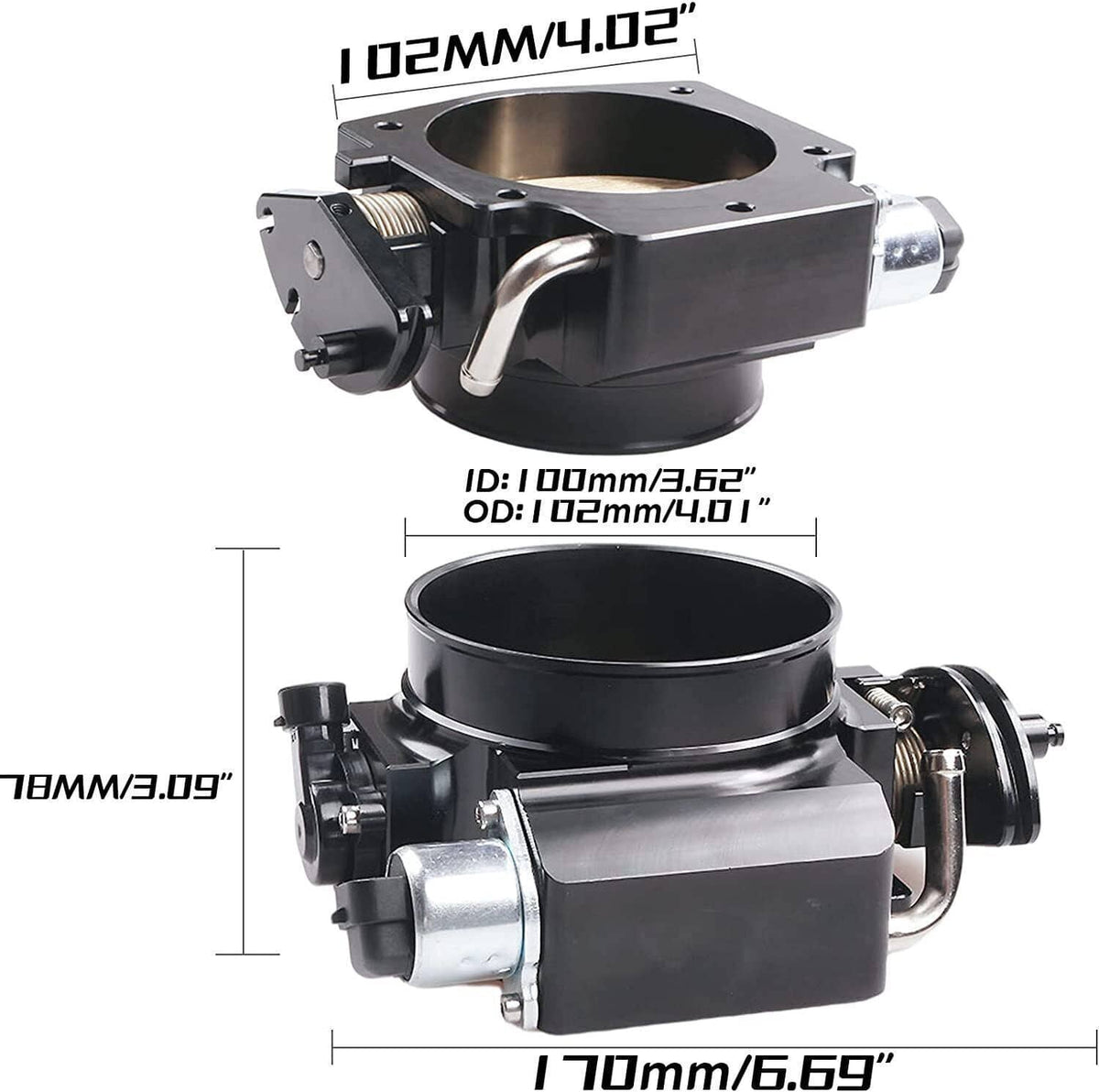 Solidspare Black 102MM Throttle Body with Position Sensors TPS IAC+Throttle Gas Cable Kits