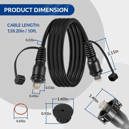 Solidspare 10FT Marine Network Cable RJ45 Cord Replace for Garmin 010-10550-00 for Garmin