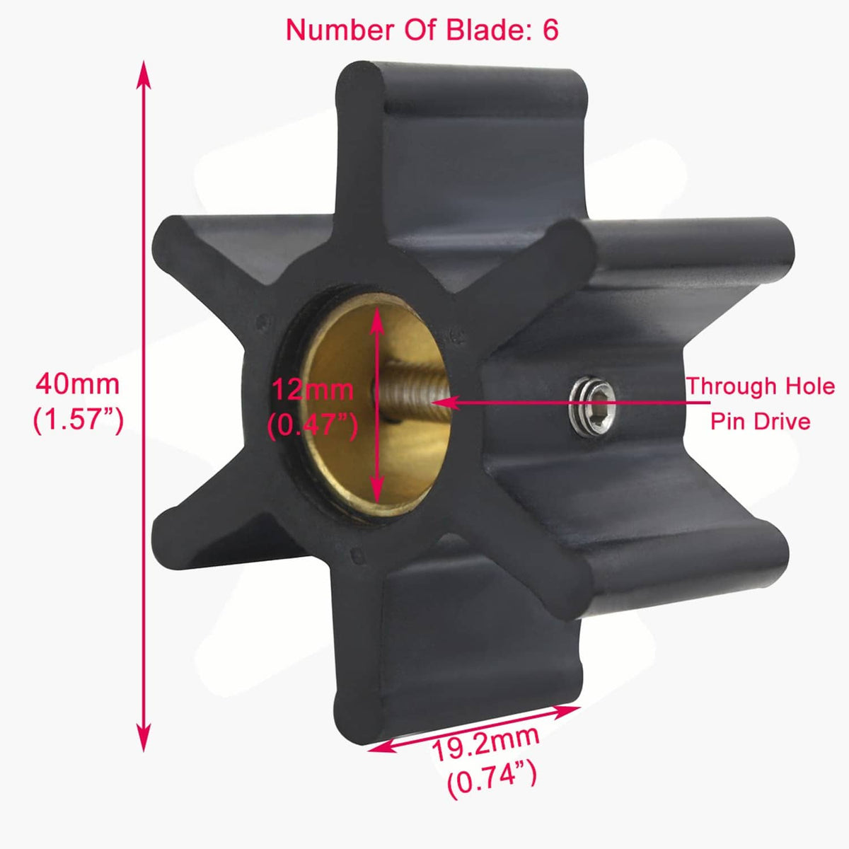 Solid Spare Water Pump Impeller Repair Kit Johnson 09-808B Jabsco 22405-0001-P ANCOR 50021
