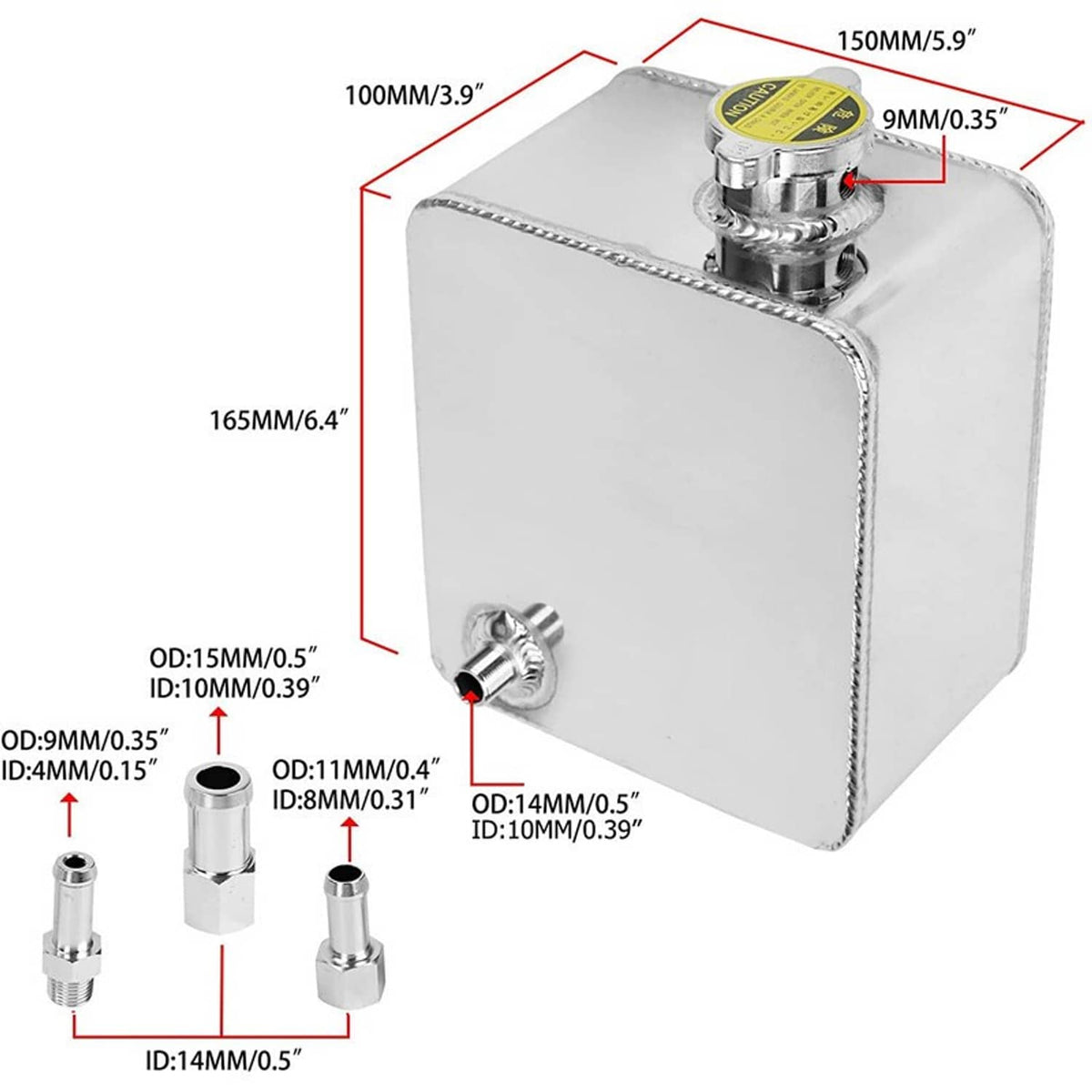 Solidspare Universal Car 2.5L Aluminum Water Coolant Radiator Overflow Recovery Tank Bottle