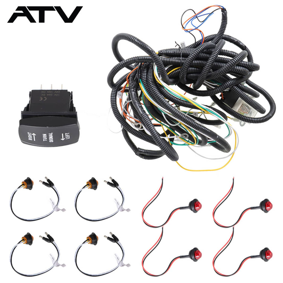Solidspare Generic Street LED Rocker Switch Turn Signal Kit For SXS Kawasaki Mule Teryx 4