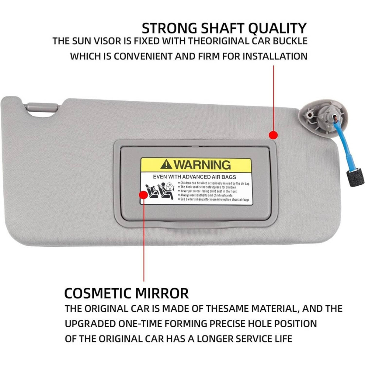 Solidspare 1 Pair Gray Sun Visor For Honda Accord 2008-17 83280-TA5-A51ZA w/ Light & Mirror