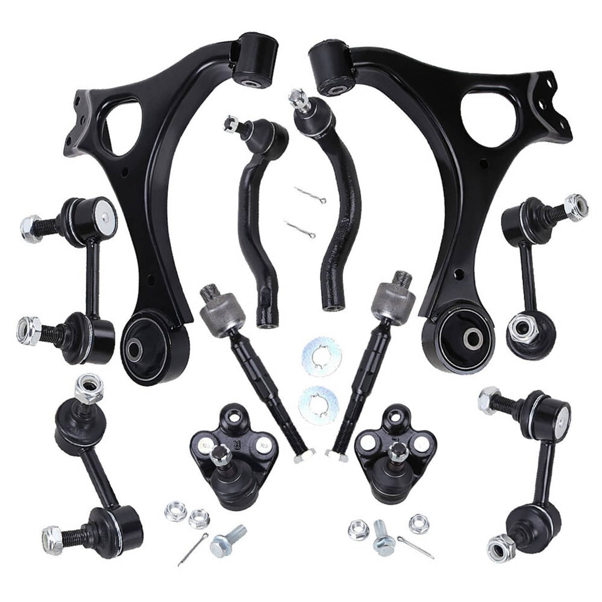 Solidspare Front Lower Control Arms Ball Joint Sway Bars Tie Rods For 2006-11 Honda Civic