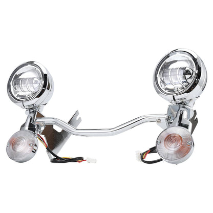 Solidspare Fit For Harley 1994-2013 Road King 4.5" LED Spot Passing Lights Turn Signals Bar