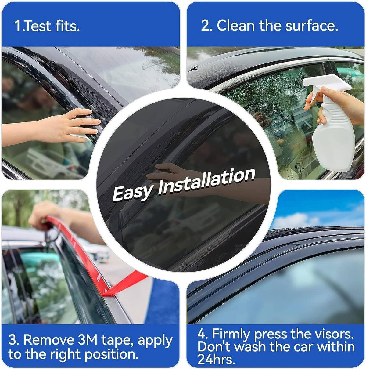 Solidspare Window Visor Rain Guard Vent For Honda Accord 2008-2012 Wavy Mugen Style Tinted