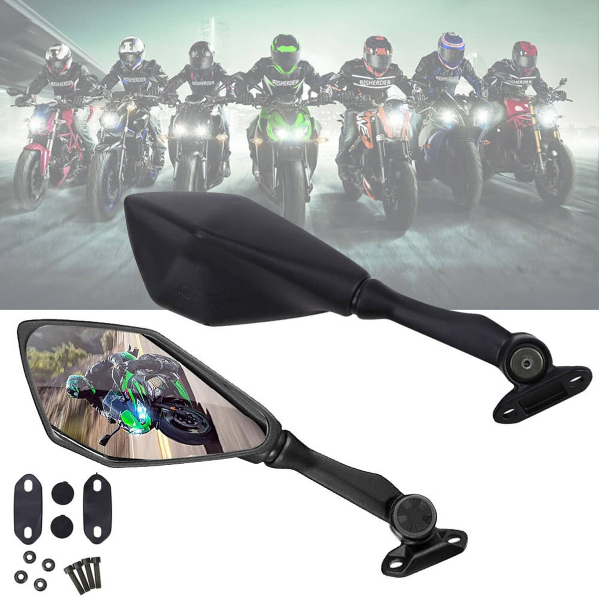 Solidspare Rear View Mirrors For Kawasaki Ninja ZX 6R 636 300R EX300 ABS 2013-2017 2015