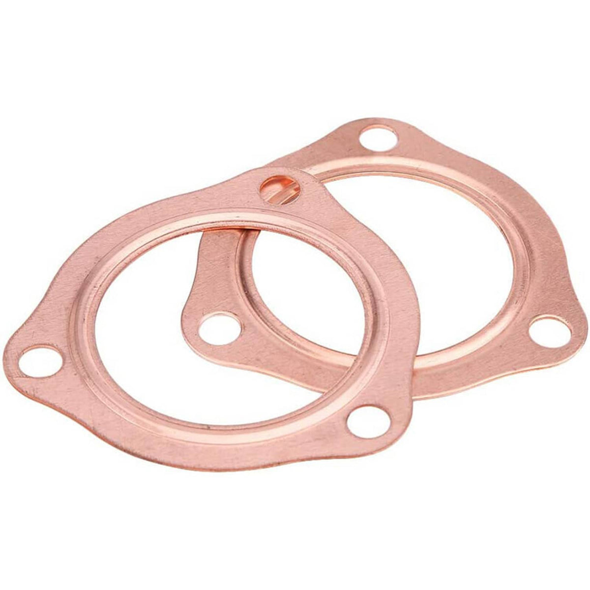 Solidspare 2Pcs 2.5"Universal Copper Header Exhaust Collector Gaskets Flanges 3-Hole 2-1/2"