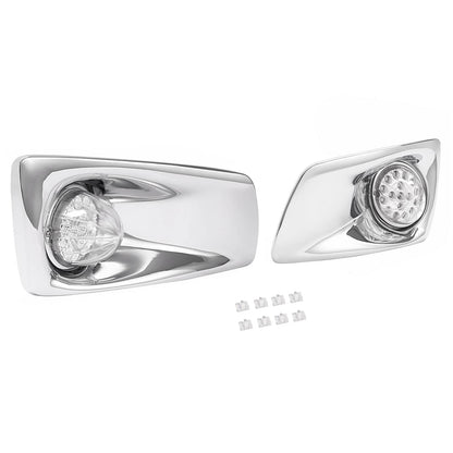 Solid Spare LED Fog Lights Lamp W/Bezel Clear Lens Pair LH & RH For Kenworth T660 2007-2017