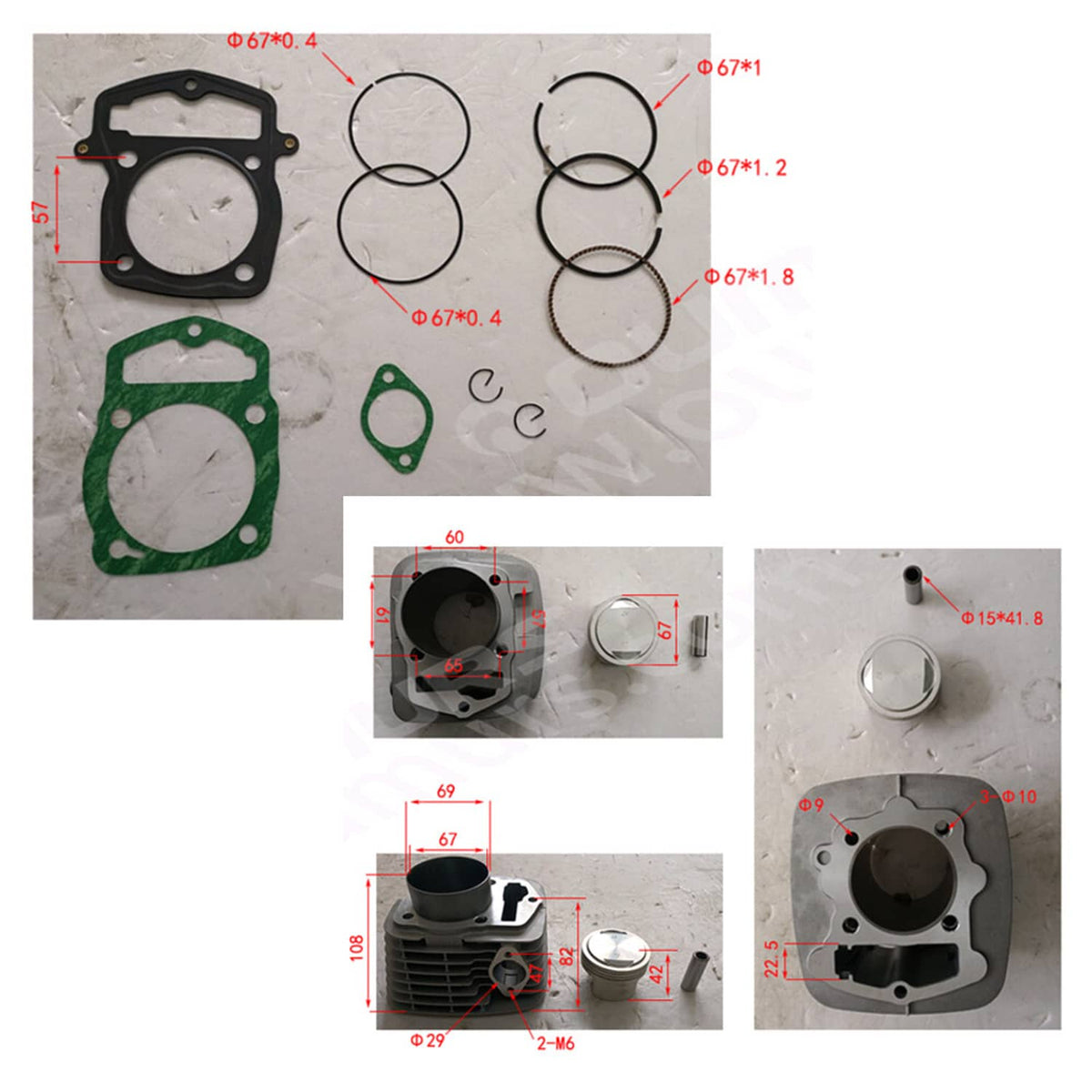 Solidspare Cylinder Piston Gasket Top End Kit Set For Honda CRF230F 2003-2019 67mm Big Bore