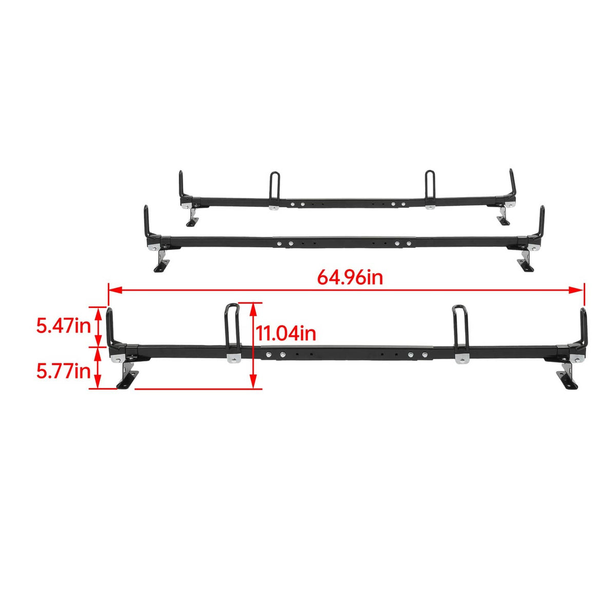 Solid Spare 65" 3-Bar Cargo Van High Ladder Roof Rack For Nissan NV 1500 2500 3500 750 lbs