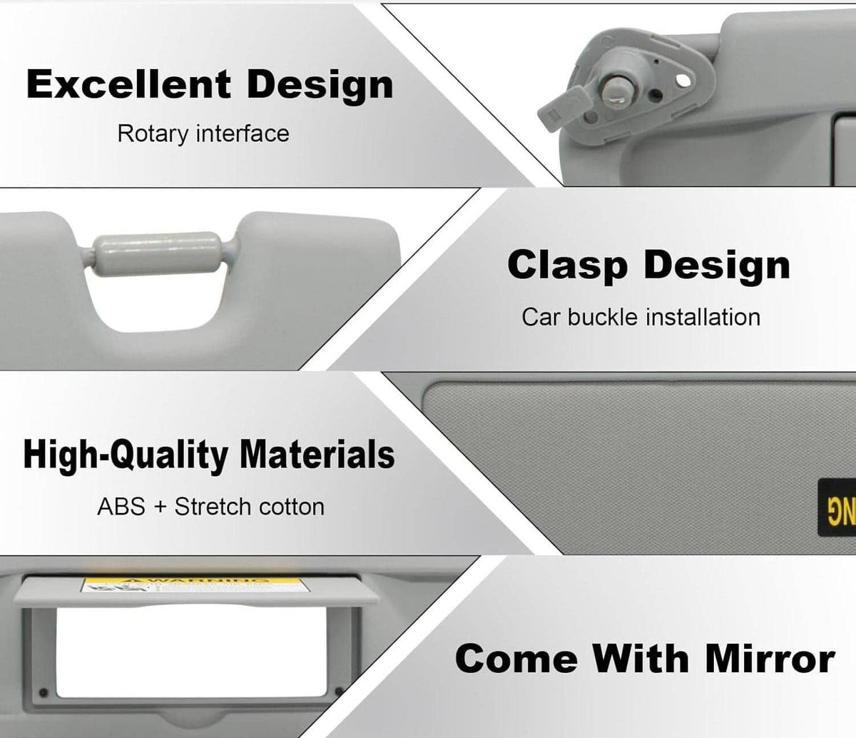 Solidspare Sun Visor Left Driver Side for Honda Civic 2006-2011 Light Gray 83280-SNA-A01ZC