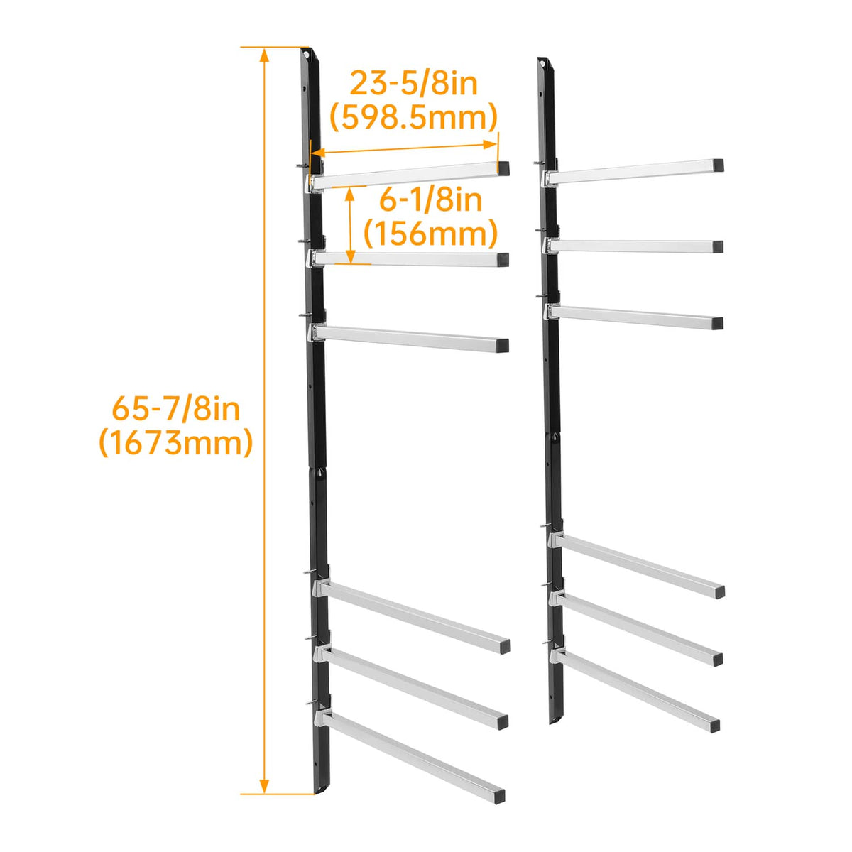 Solid Spare Wall Mounting Bumper Stand - Auto Body Paint Stand Rack w/ 6 Removable Arms