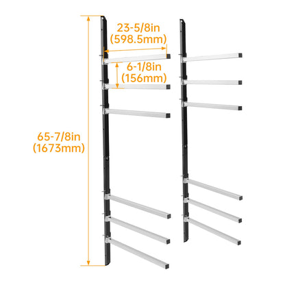 Solid Spare Wall Mounting Bumper Stand - Auto Body Paint Stand Rack w/ 6 Removable Arms