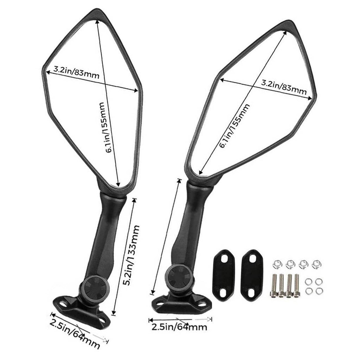 Solidspare Black L & R Rear View Mirrors For Kawasaki Ninja ZX6R ZX636 2013 2014 2015 2016