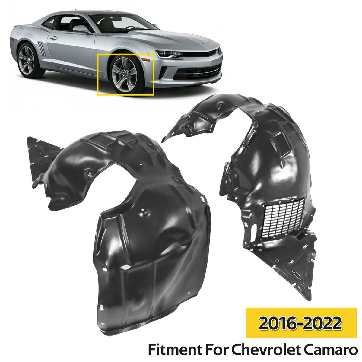 Solid Spare Inner Fender Liner Set For 2016-2022 Chevrolet Camaro For #1248296 #1249296