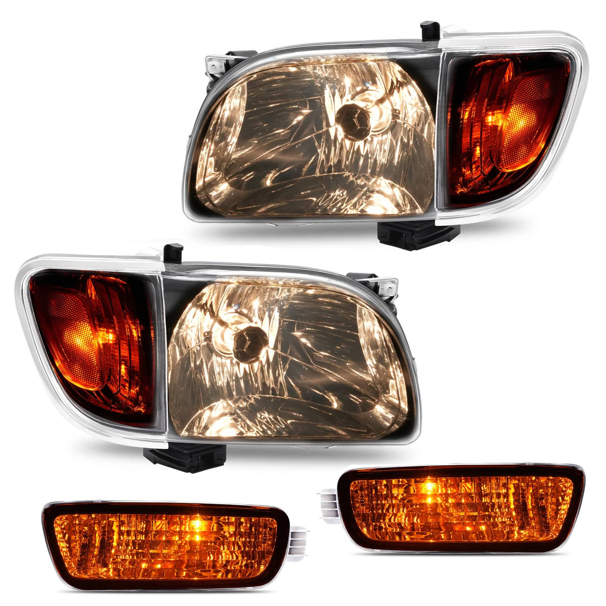 Solid Spare Pair Headlights Corner Signal Lights Lamp w/All Bulbs For Toyota Tacoma 2001-04