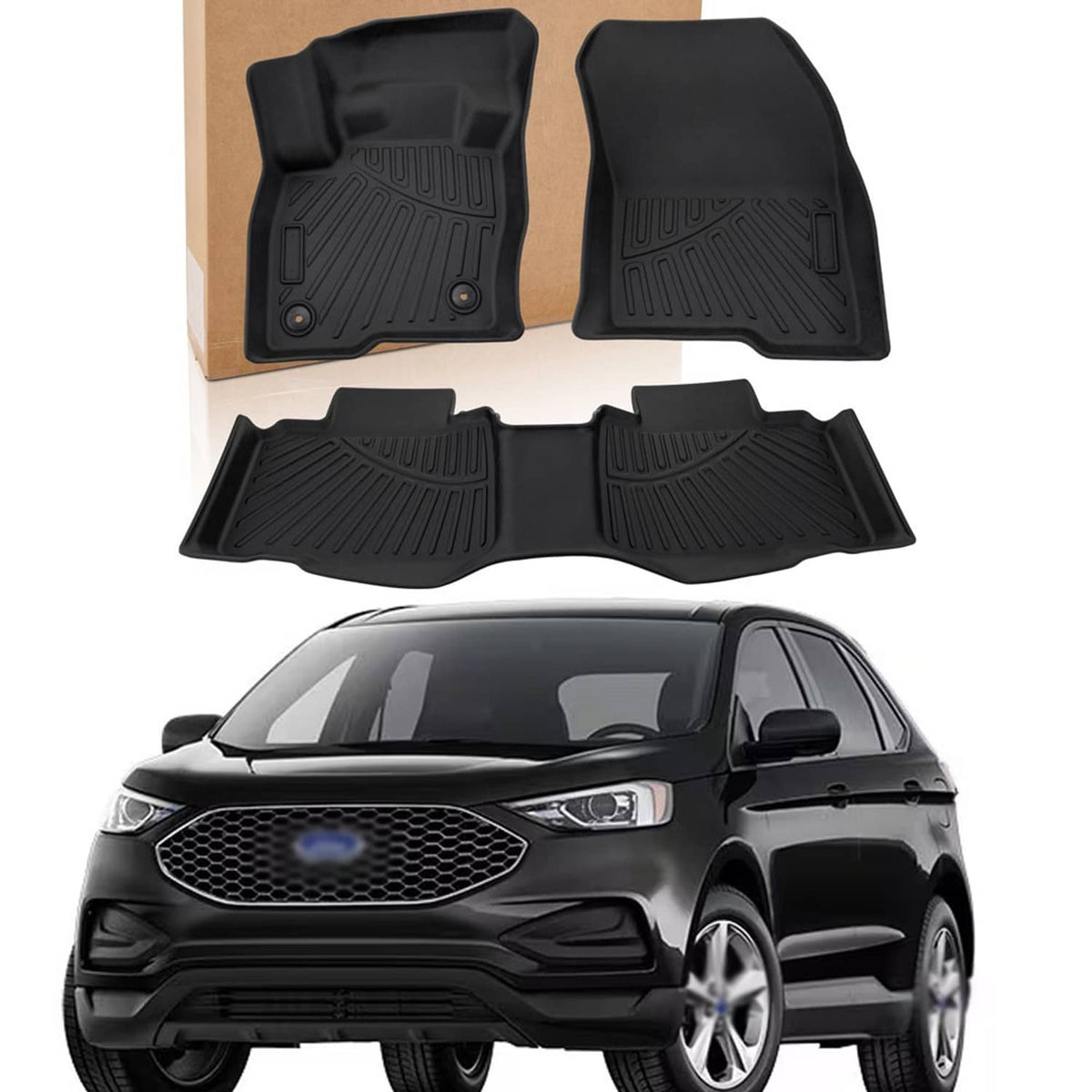 Solidspare All Weather 3D Mold Floor Mats for 2015-2024 Ford Edge 1st & 2nd Rows Car Liners
