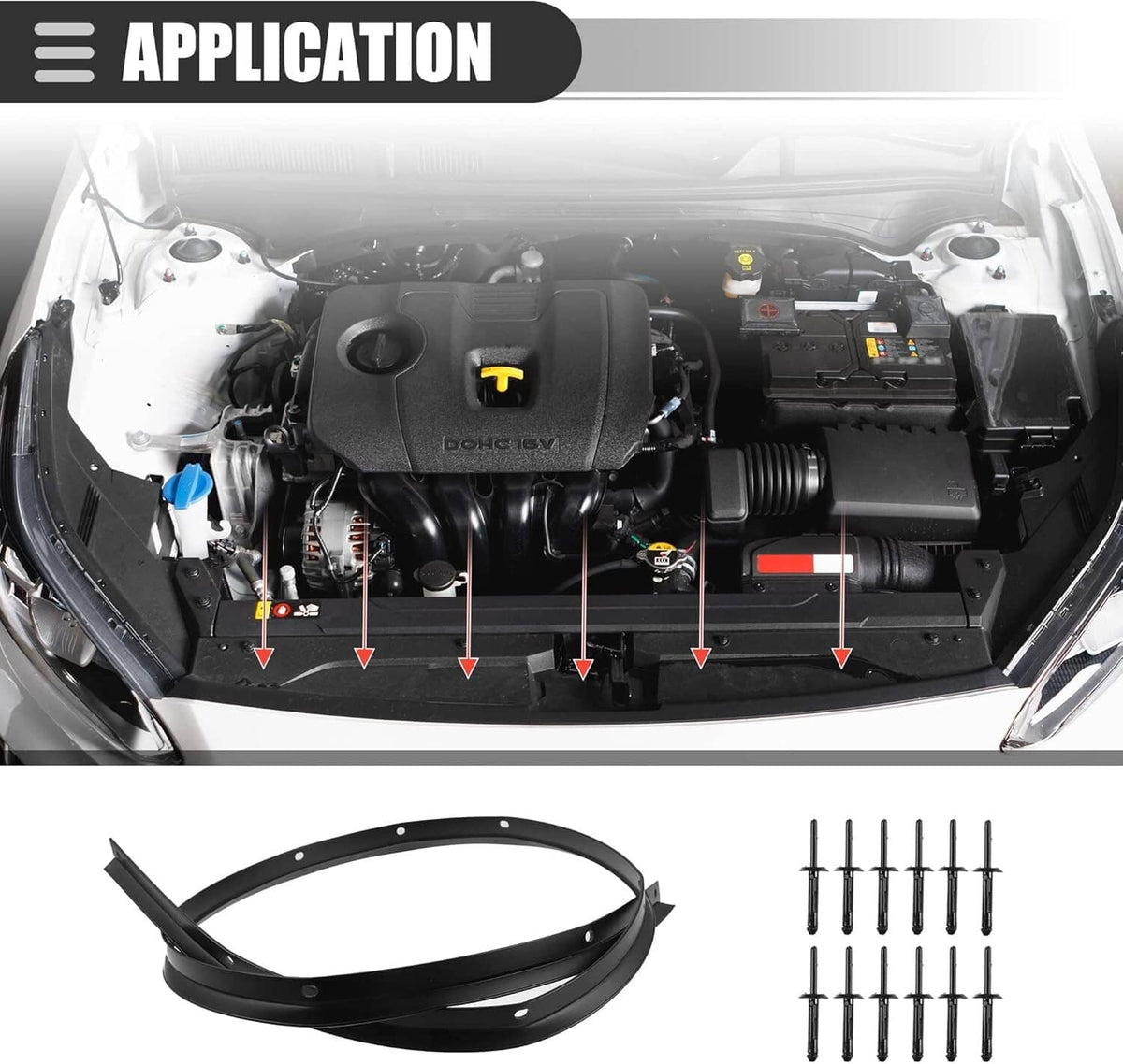 Solid Spare For 08-22 Hood Challenger Dodge to Nose Bumper Fascia Seal & Rivets 68051392AB