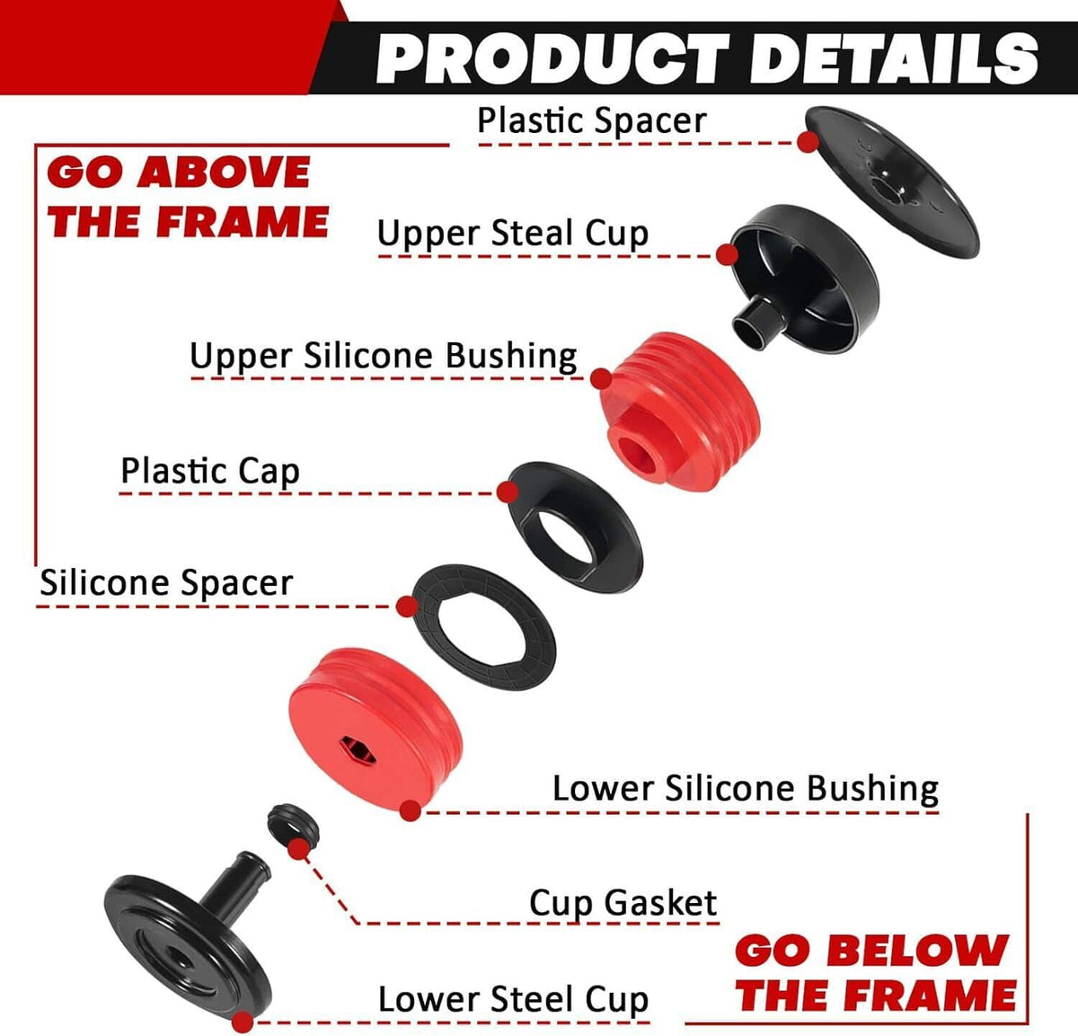 Solidspare New Silicone Body Mount Bushing Kit for Ford F250 F350 08-16 Super Duty Crew Cab