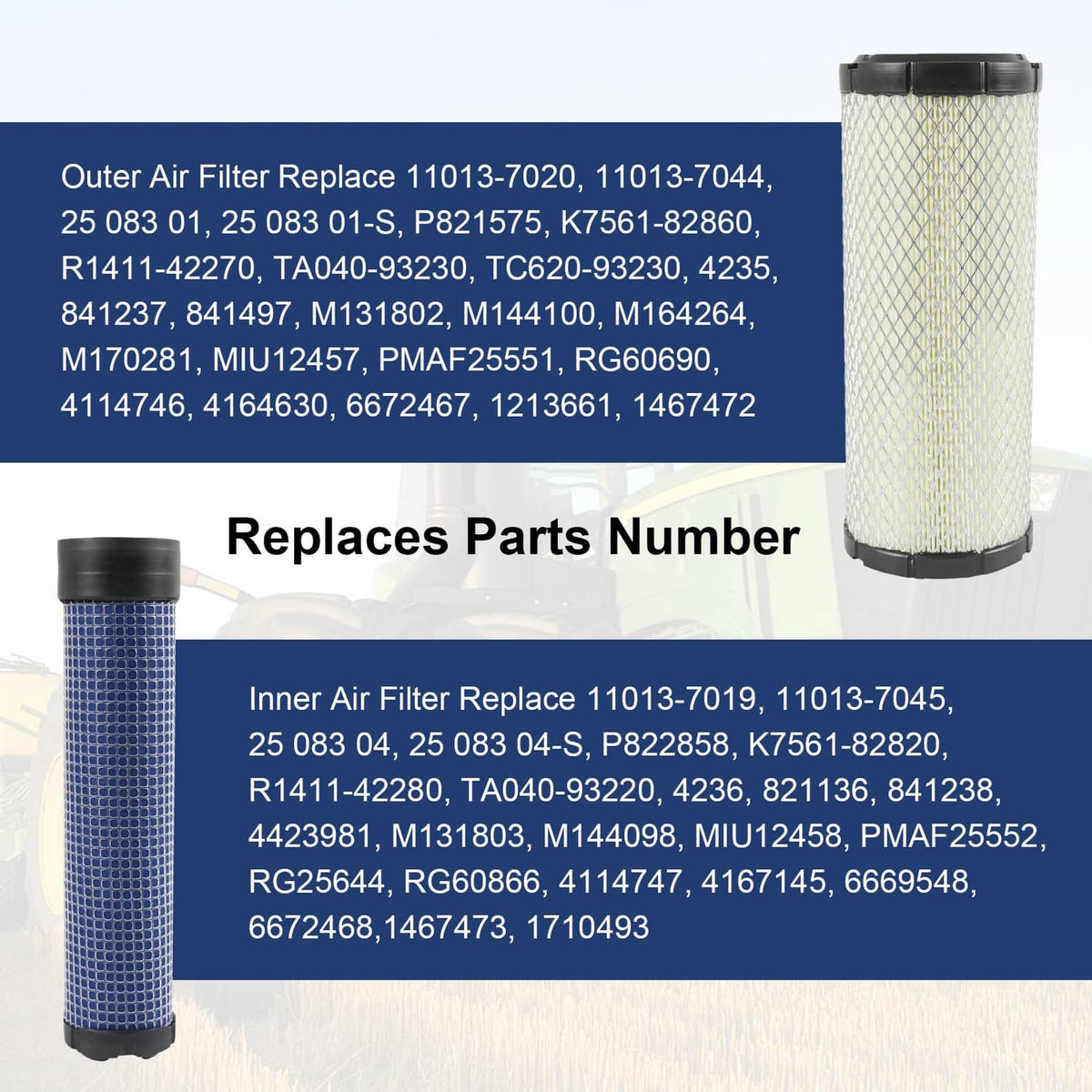 Solidspare 2 Set Air Filter For Kohler Kawasaki 2508301-S 2508304-S 11013-7020 11013-7019