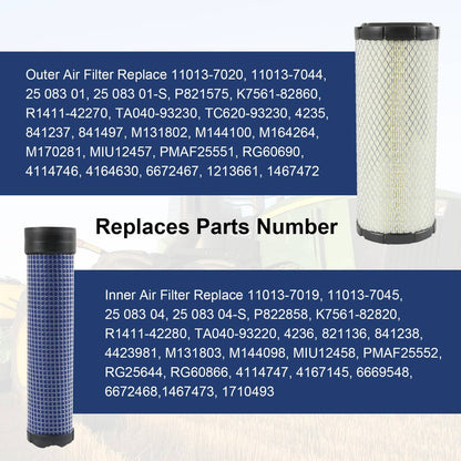 Solidspare 2 Set Air Filter For Kohler Kawasaki 2508301-S 2508304-S 11013-7020 11013-7019