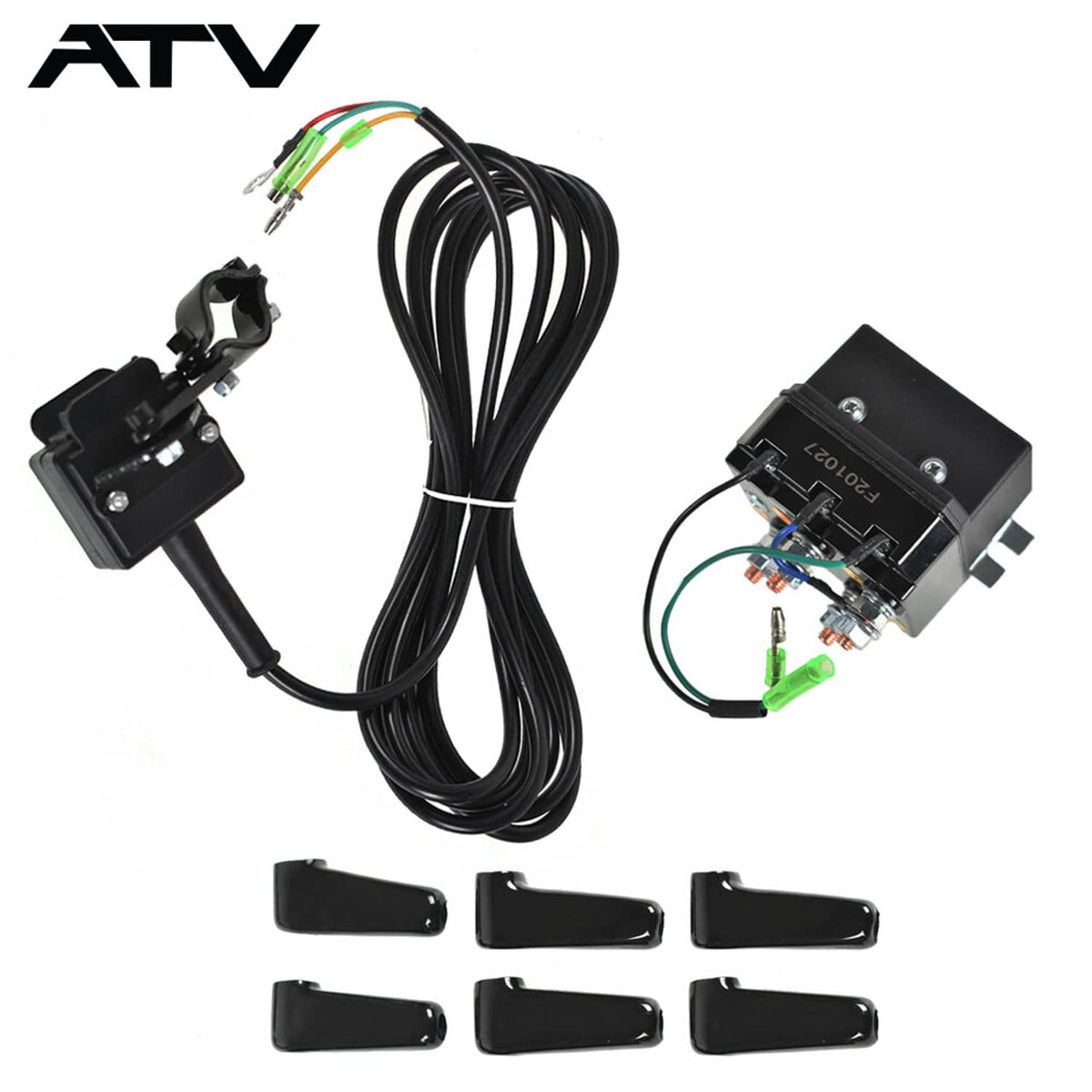 Solidspare 12V Solenoid Relay Contactor and Winch Rocker Thumb Switch Combo Set for ATV