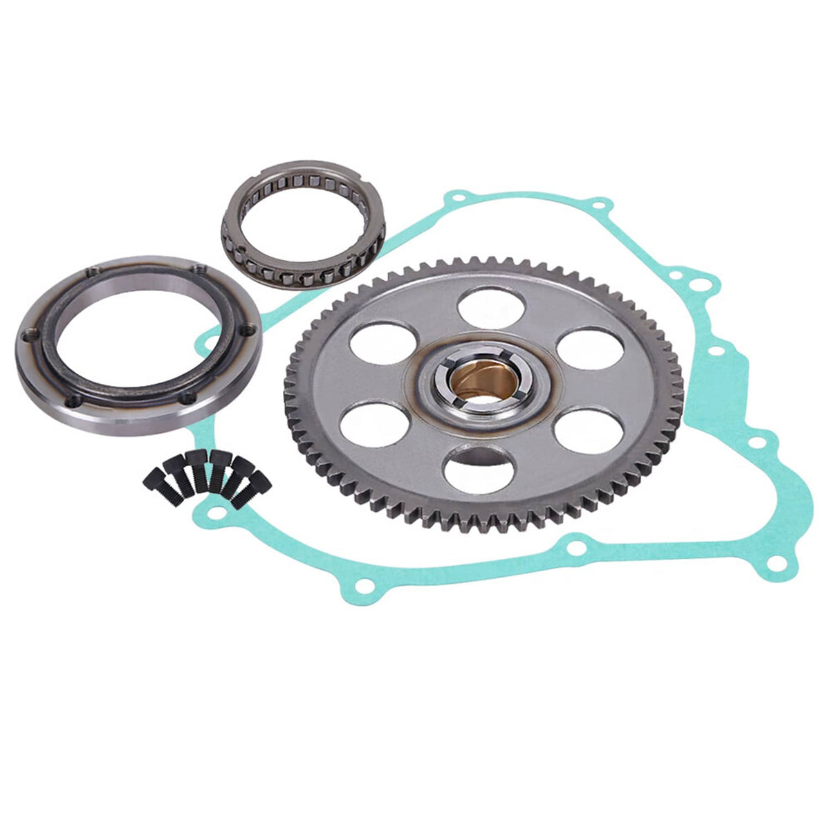 Solidspare Starter Clutch Kit One Way Gear Bearing & Gasket for Yamaha Kodiak 400 450 ATV