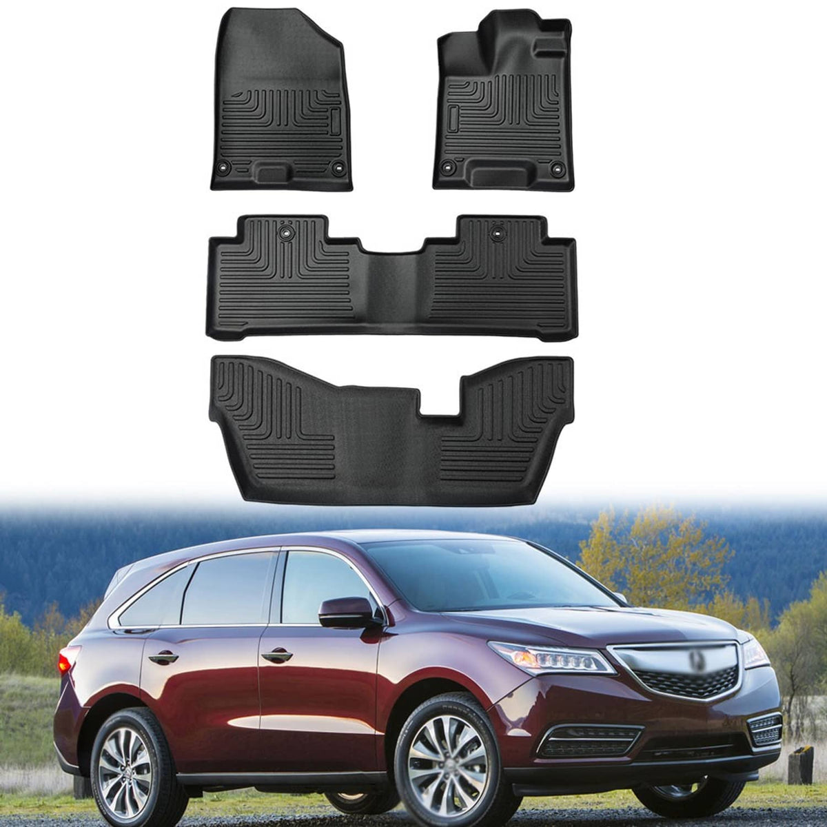 Solidspare TPE Front & Rear Floor Mats Liner Black All Weather For 2014-2020 Acura MDX NEW