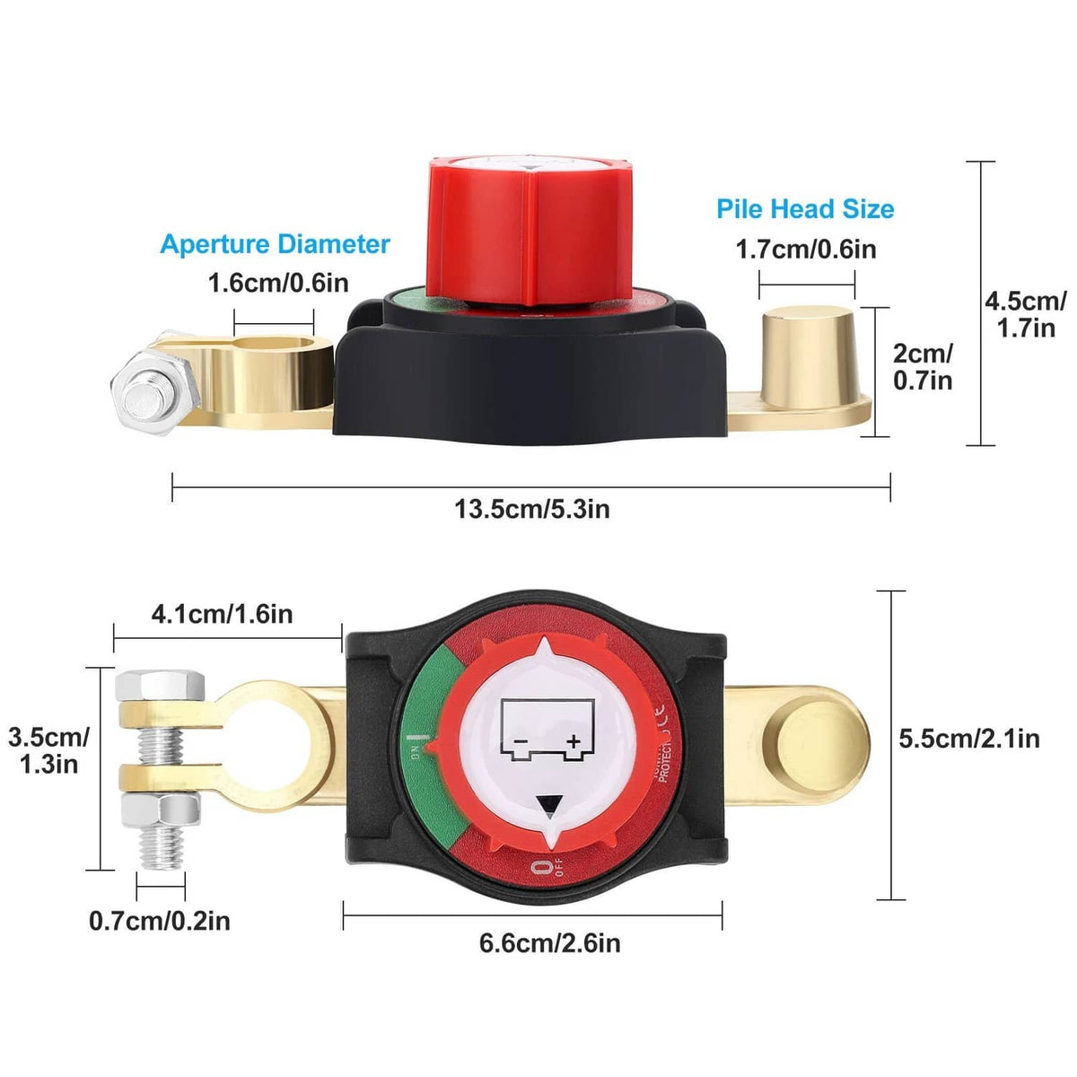 Solid Spare Battery Disconnect & Top Post Kill Switch 12V-48V Heavy Duty Shut Off For Car RV