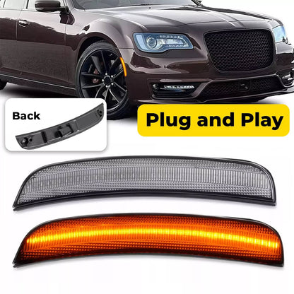 Solid Spare Front Side Marker Light Reflector For Chrysler 300 2015-2023 Amber LED Smoked