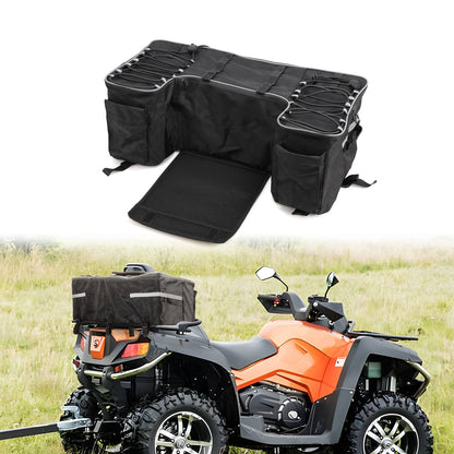 Solidspare Black Rear Rack Back Seat Storage Pack Luggage Bag w/Cushion Pad Padded ATV Part