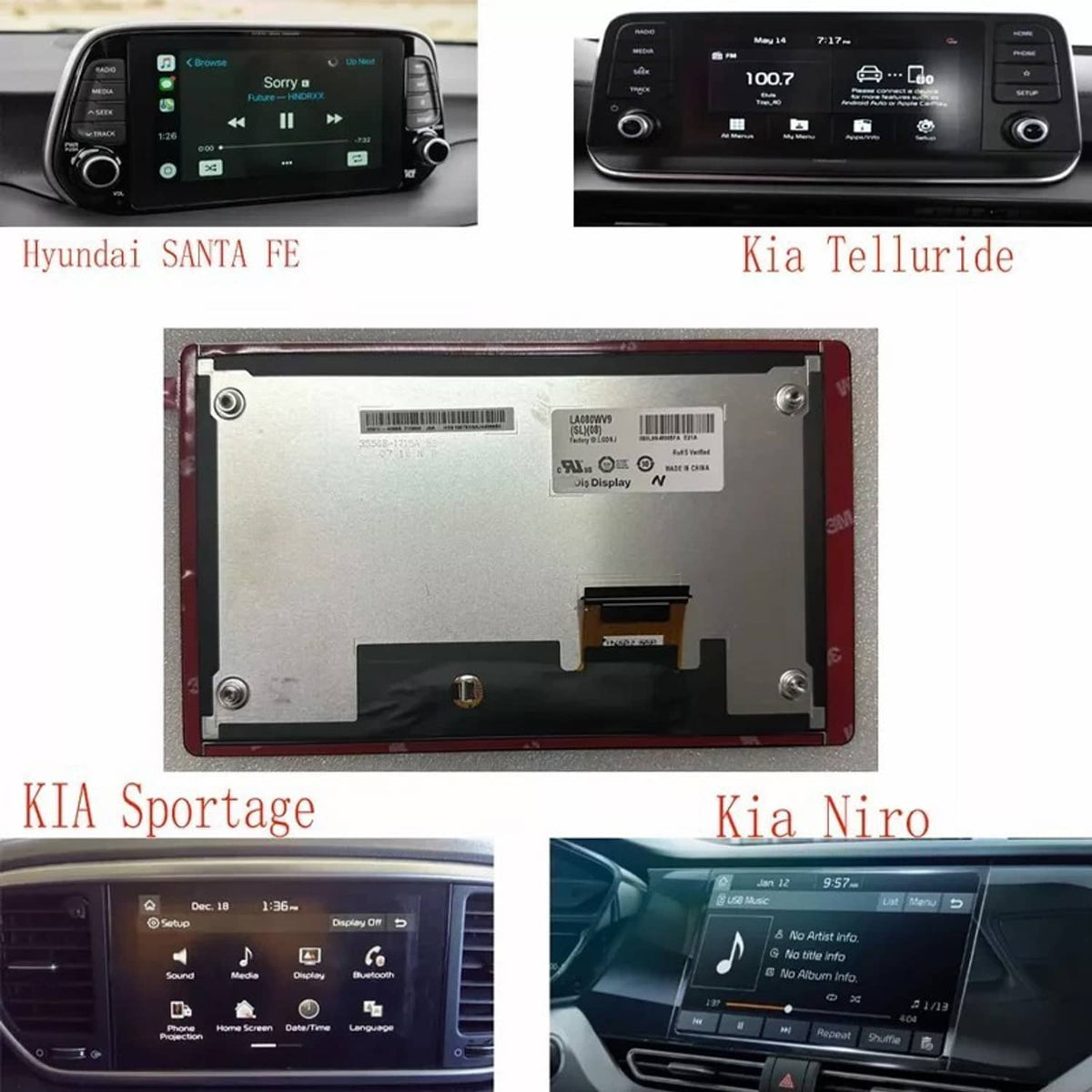 Solidspare 8" Lcd Display Touch Screen For Hyundai Kia LA080WV9-SL02 SL04 SL0