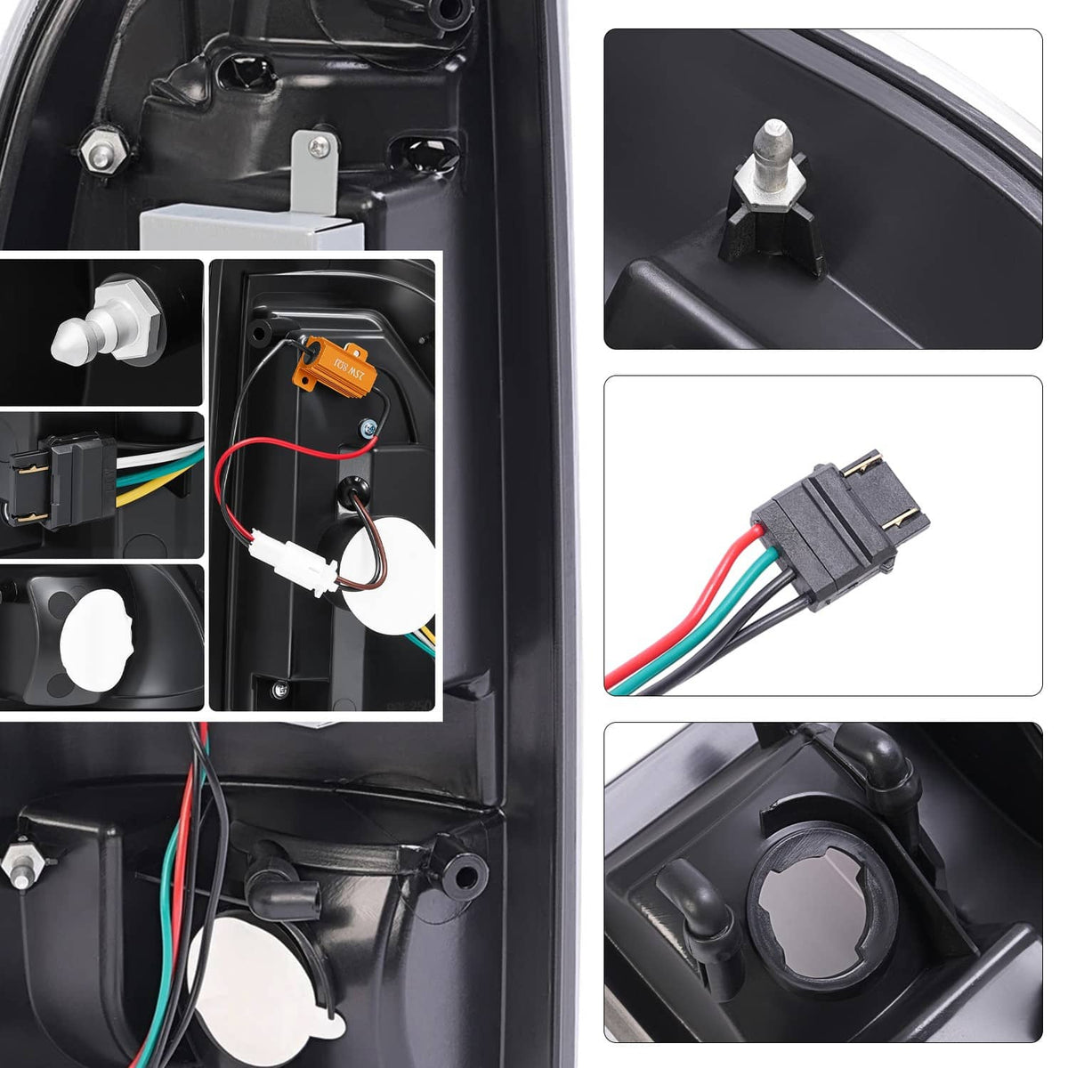 Solid Spare Black For 1997-2003 Ford F150 99-07 F250 F350 SD LED Tube Tail Lights Brake Lamp