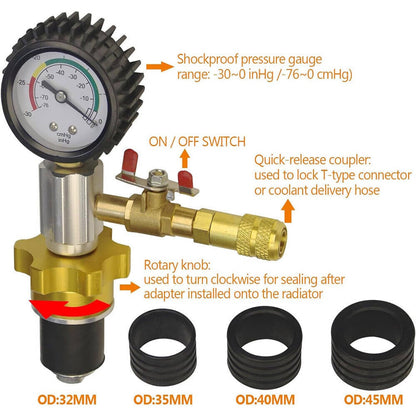 Solidspare Auto Coolant Vacuum Kit Cooling System Vacuum Radiator Kit Refill & Purging Tool