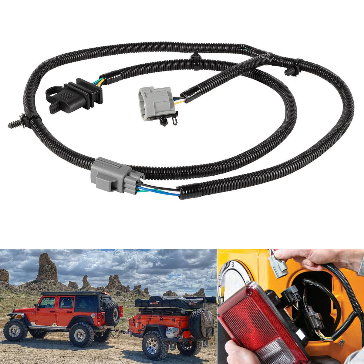 Solid Spare For 07-18 Jeep Wrangler JK 70.5" 4-Way Tow Hitch Trailer Wiring Harness 92015
