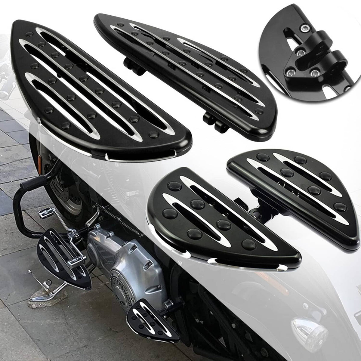 Solidspare Front+Rear Driver Passenger Stretched Floorboard For Harley Touring Models 1984+