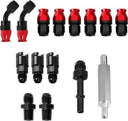 Solidspare AN6 6AN PTFE LS Swap EFI Fuel Line Fitting Kit w/ 25FT Hose + 15 Fitting E85 New