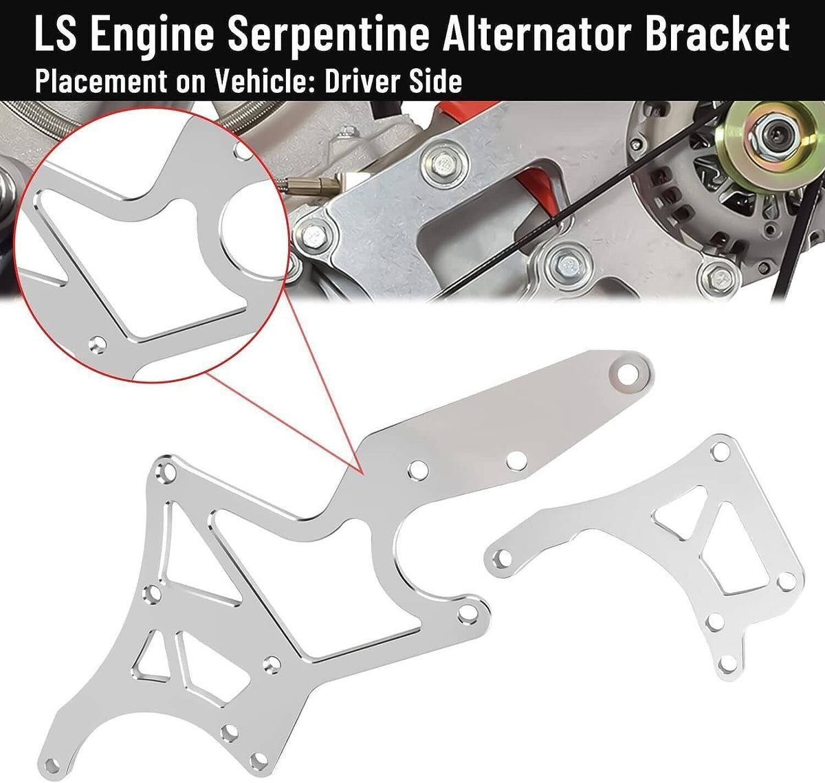 Solidspare For LS Engine Serpentine Bracket Alternator Power Steering Pump Swap Conversion