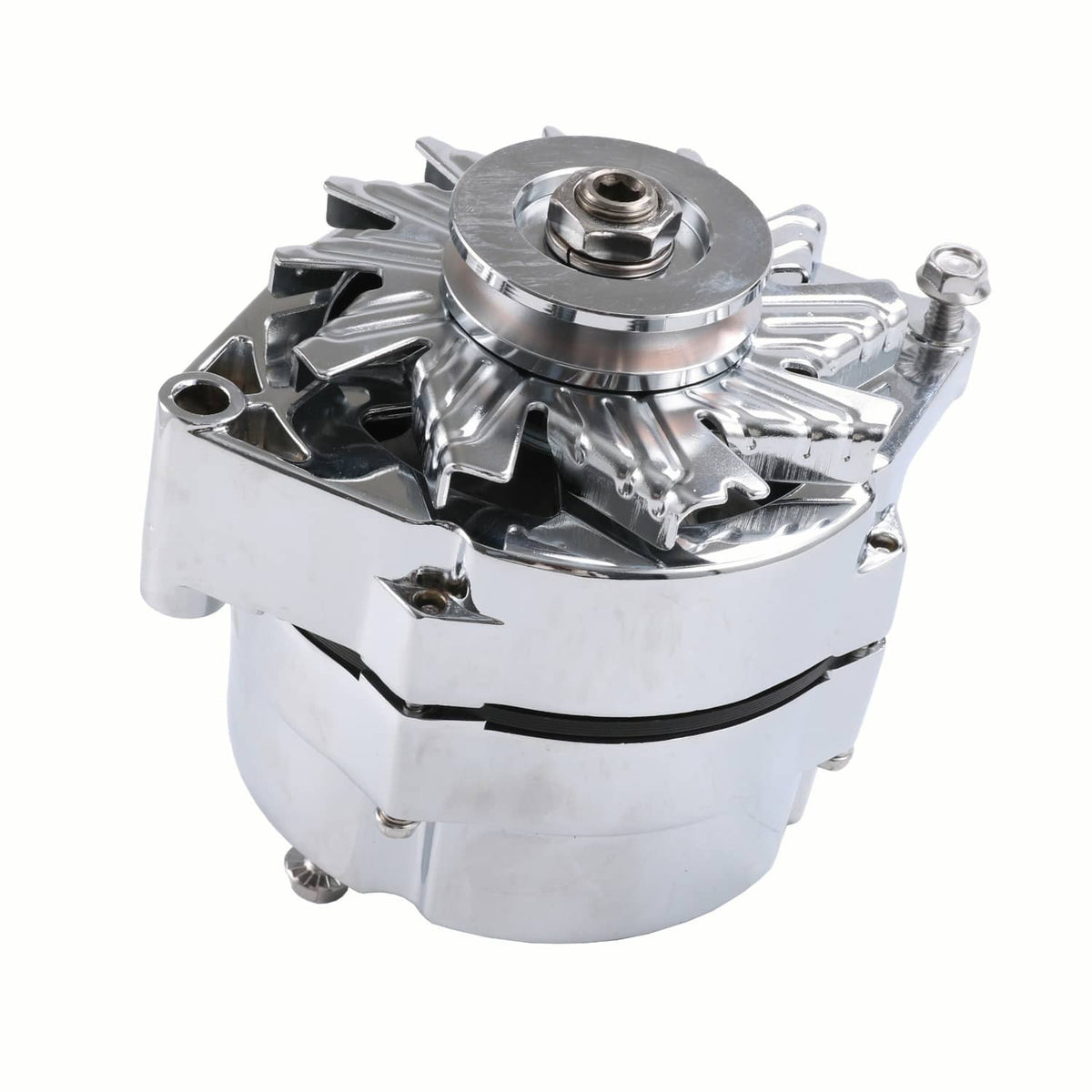 Solidspare Chrome Alternator For SBC BBC Chevy GM 1 Wire Street Rod-High Output ADR0335-C