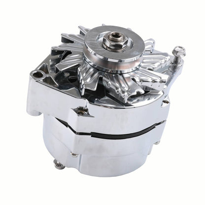 Solidspare Chrome Alternator For SBC BBC Chevy GM 1 Wire Street Rod-High Output ADR0335-C
